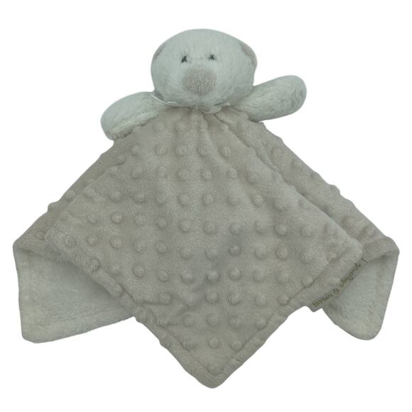 Blankets & Beyond Lovey Baby Security Blanket Cream Color Minky Dots White Bear - Picture 3 of 6